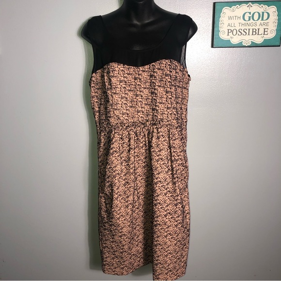Anthropologie Moulinette Soeurs Pink Black Velvet Pattern Cinched Dress … - Picture 1 of 7